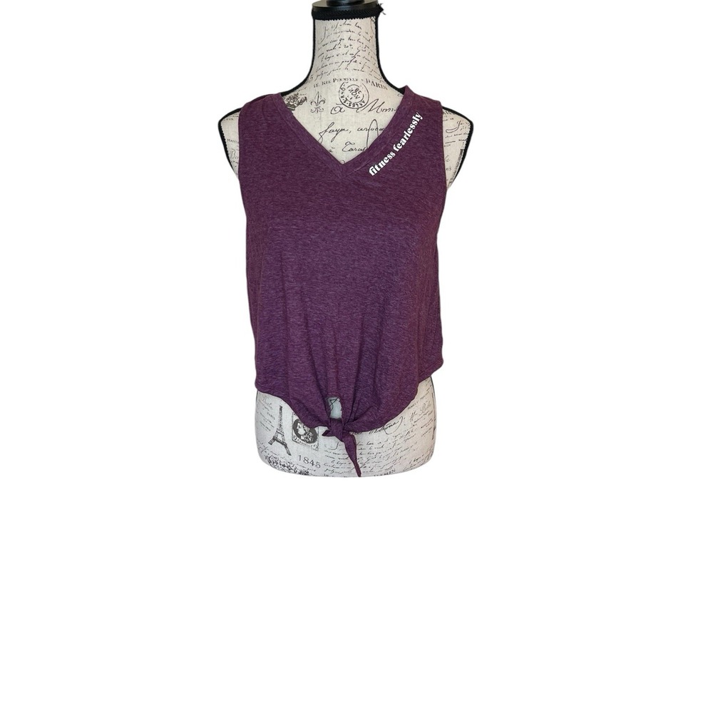 The Bar Method Fitness Purple Tie Front Sleeveless Tank Women's Small New